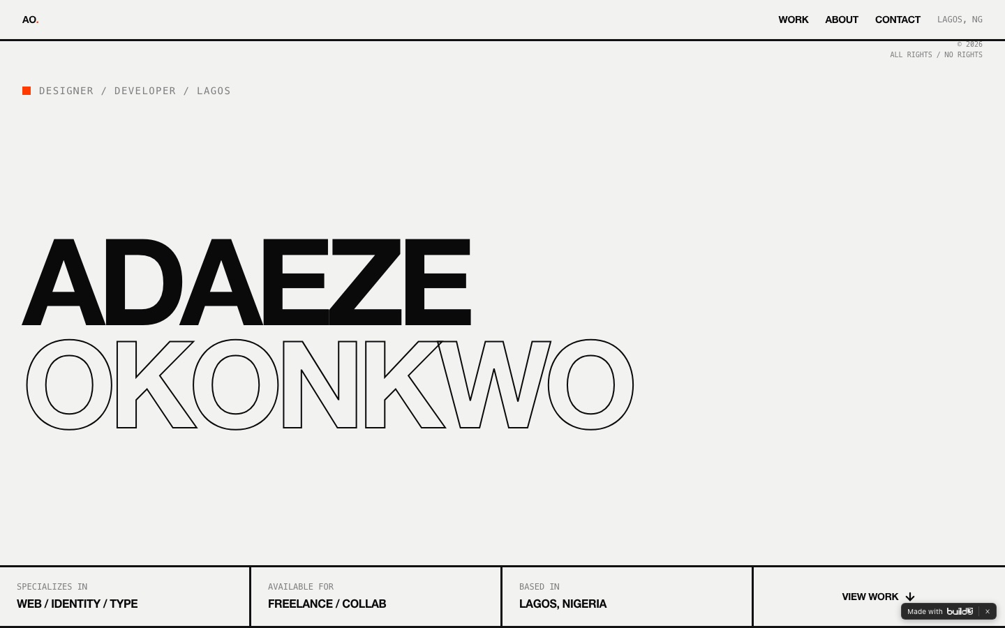 A designer's portfolio, built with Build3