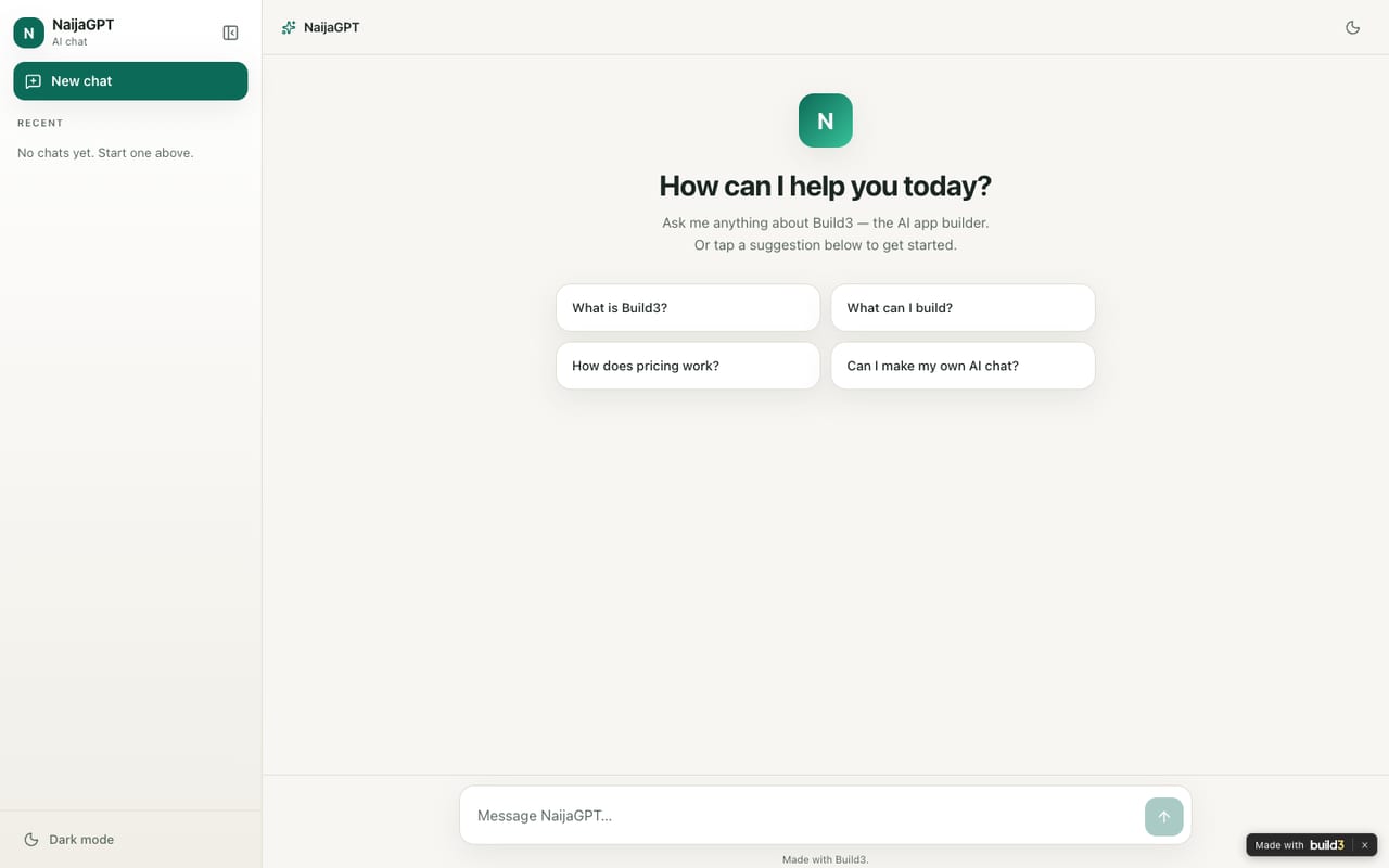An AI chat app, built with Build3
