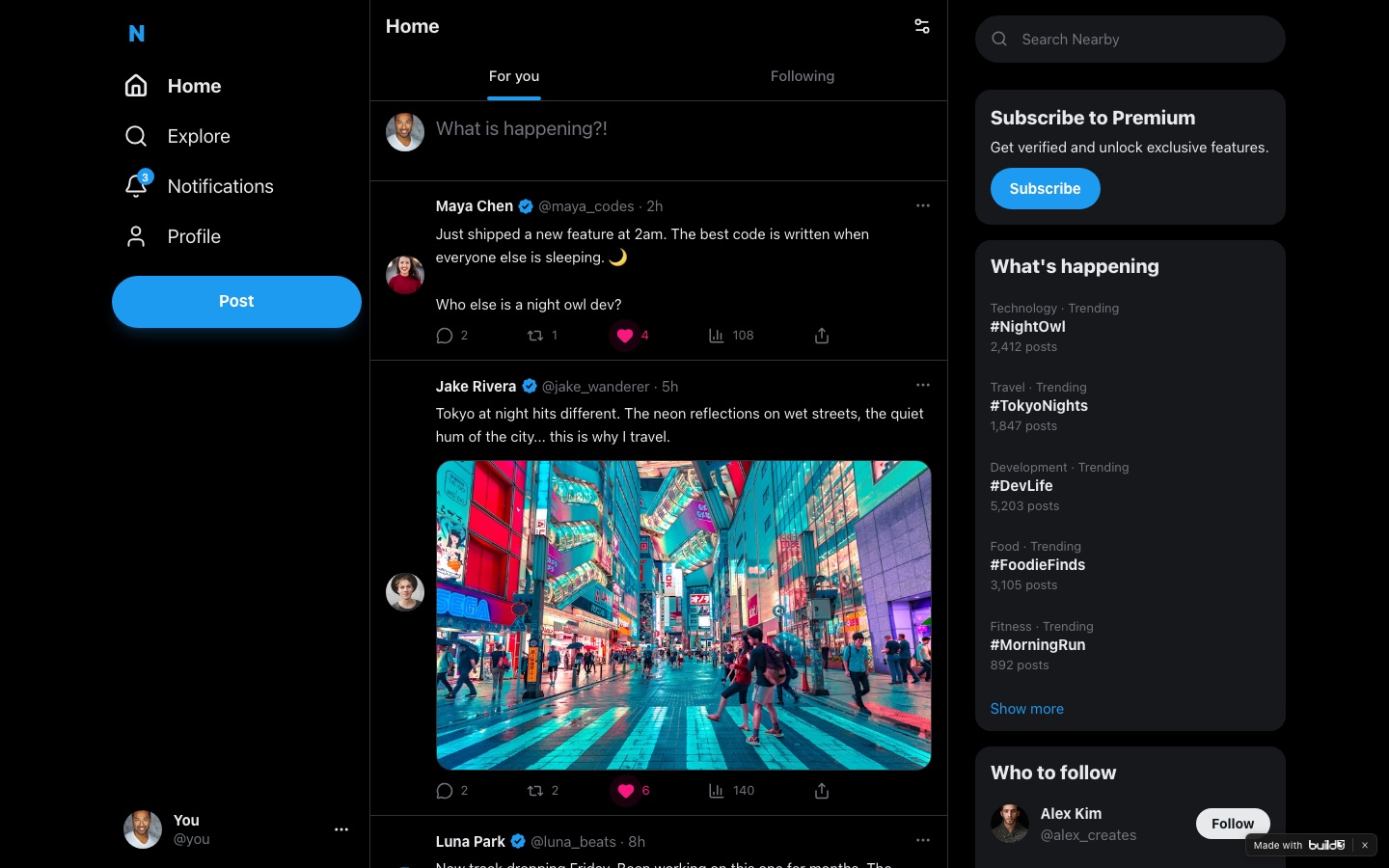 A social network, built with Build3